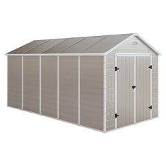 Abri de jardin en résine beige 11m² + kit de fondation - JOBU Ma boutique