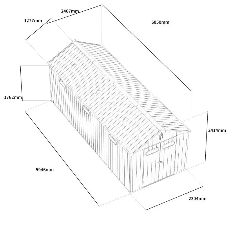 Abri de jardin en résine brossée DOCKER 14m² skylight + plancher - Jobu Ma boutique