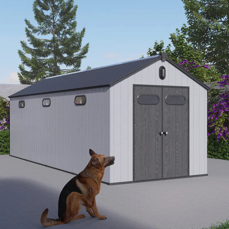 Abri de jardin en résine brossée DOCKER 14m² skylight + plancher - Jobu Ma boutique