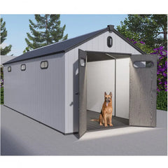 Abri de jardin en résine brossée DOCKER 14m² skylight + plancher - Jobu Ma boutique