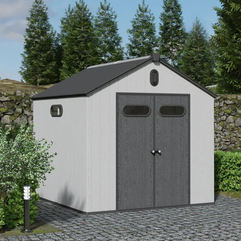 Abri de jardin en résine brossée DOCKER 5,3m² skylight + plancher - Jobu Ma boutique