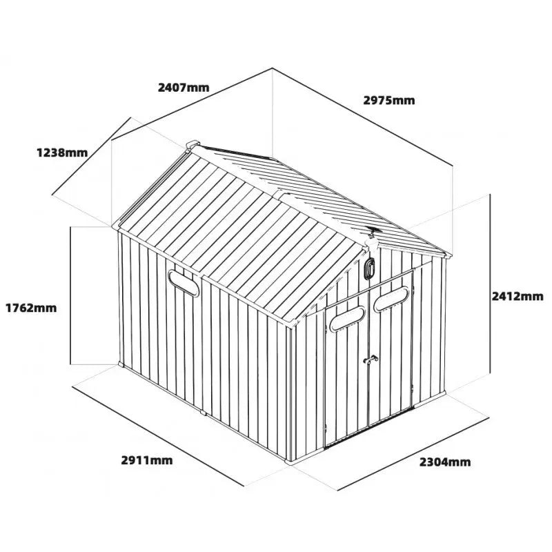 Abri de jardin en résine brossée DOCKER 6,7m² skylight + plancher - Jobu Ma boutique