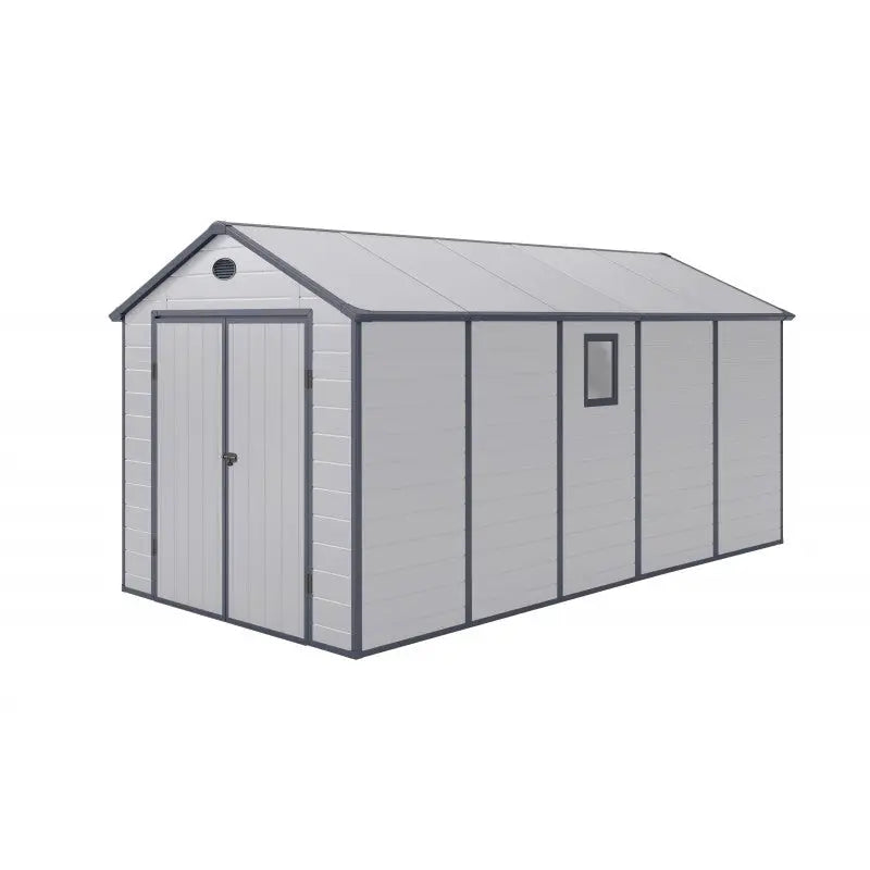 Abri de jardin en résine gris 11m² + kit de fondation - JOBU Ma boutique