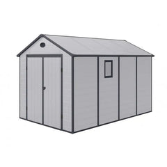 Abri de jardin en résine gris 8,90m² + kit de fondation - JOBU Ma boutique