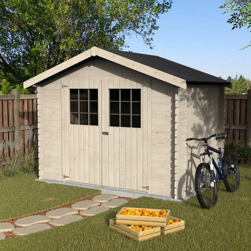 Abri de jardin Flosova 6,75m² en bois massif 28mm avec double porte – Décor et Jardin Ma boutique