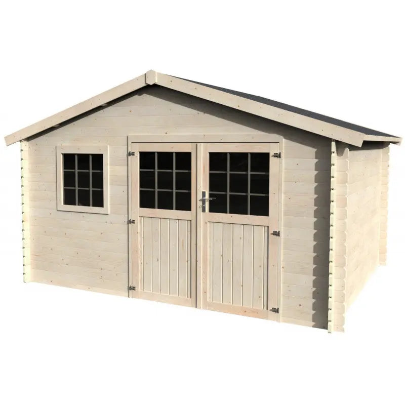 Abri de jardin Frévent 14,10m² en bois massif 28mm avec double porte et fenêtre – Décor et Jardin Ma boutique