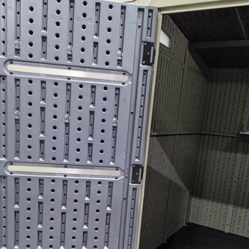 Abri de jardin HDPE Sunlife 4,5m² crème et gris + plancher - JOBU Ma boutique