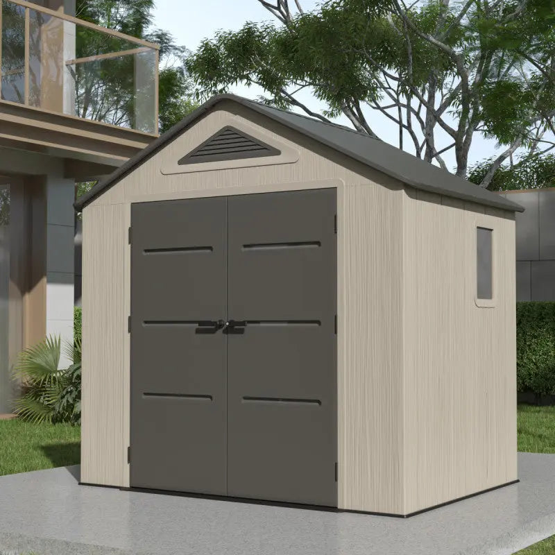 Abri de jardin HDPE Sunlife 4,5m² crème et gris + plancher - JOBU Ma boutique