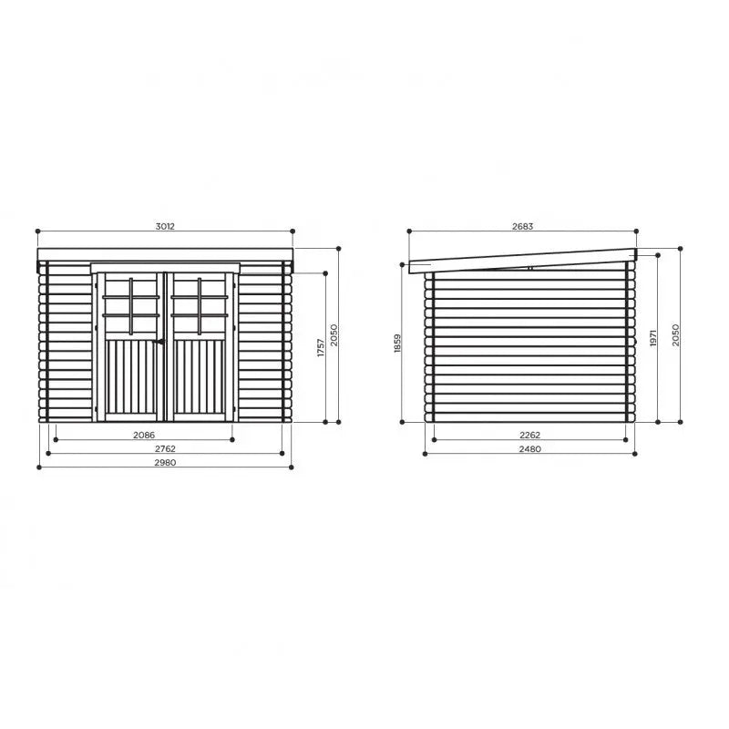 Abri de jardin Jena 7,39m² en bois massif 19mm à toit monopente - SOLID Ma boutique