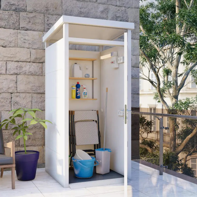 Abri de jardin modulaire isolé 1x1m blanc - plancher inclus - Everbox Ma boutique