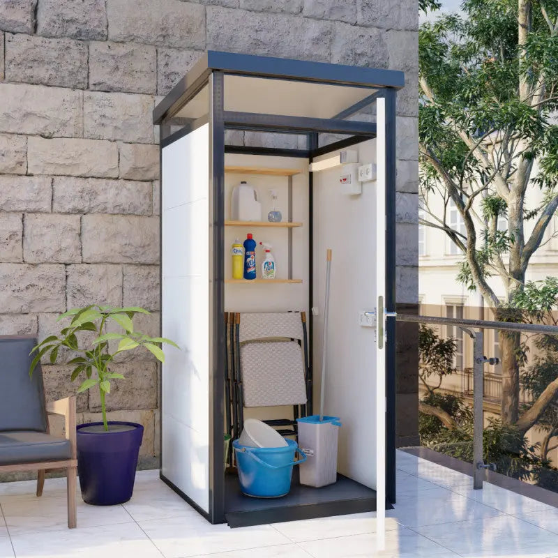 Abri de jardin modulaire isolé 1x1m profils noirs - plancher inclus - Everbox Ma boutique