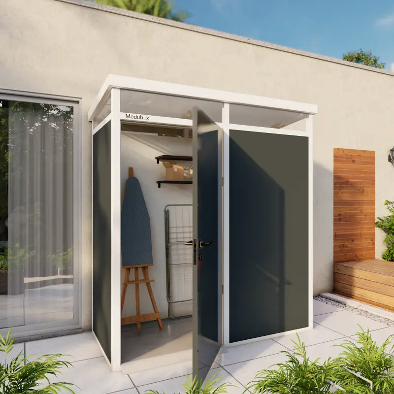 Abri de jardin modulaire isolé 2x1m anthracite et blanc - plancher inclus - Everbox Ma boutique