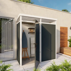 Abri de jardin modulaire isolé 2x1m anthracite et blanc - plancher inclus - Everbox Ma boutique