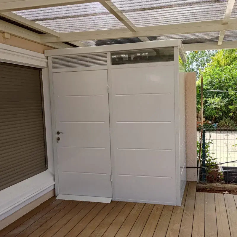 Abri de jardin modulaire isolé 2x1m blanc - plancher inclus - Everbox Ma boutique