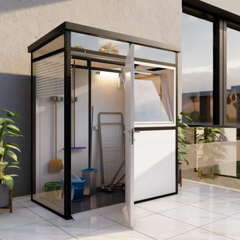 Abri de jardin modulaire isolé 2x1m profils noirs - plancher inclus - Everbox Ma boutique