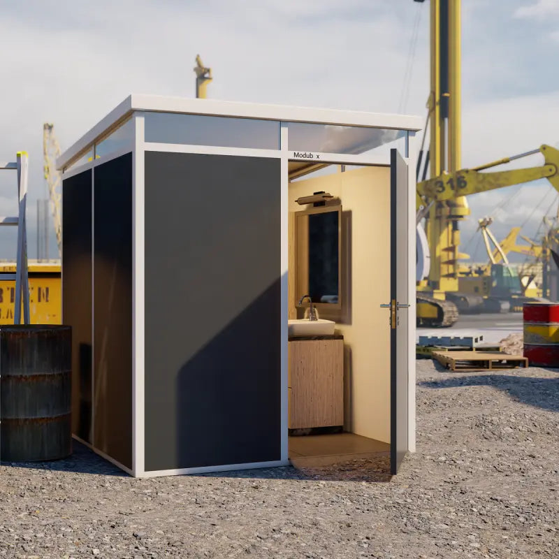 Abri de jardin modulaire isolé 2x2m anthracite et blanc - plancher inclus - Everbox Ma boutique