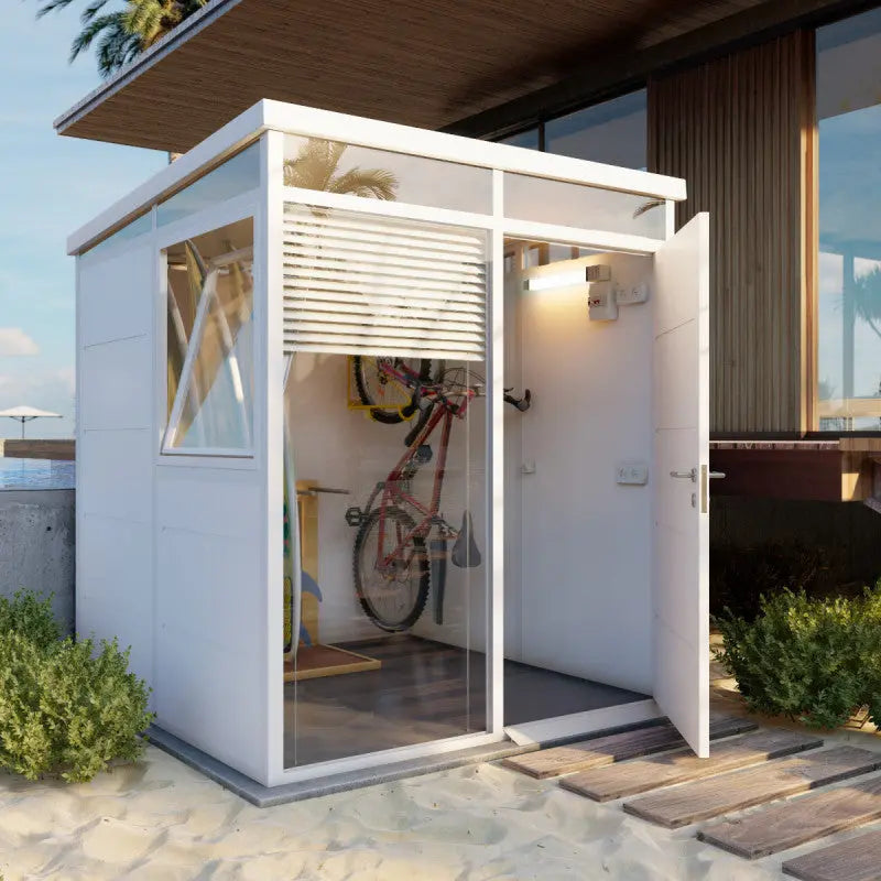 Abri de jardin modulaire isolé 2x2m blanc - plancher inclus - Everbox Ma boutique