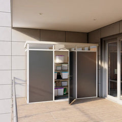 Abri de jardin modulaire isolé 3x1m anthracite et blanc - plancher inclus - Everbox Ma boutique