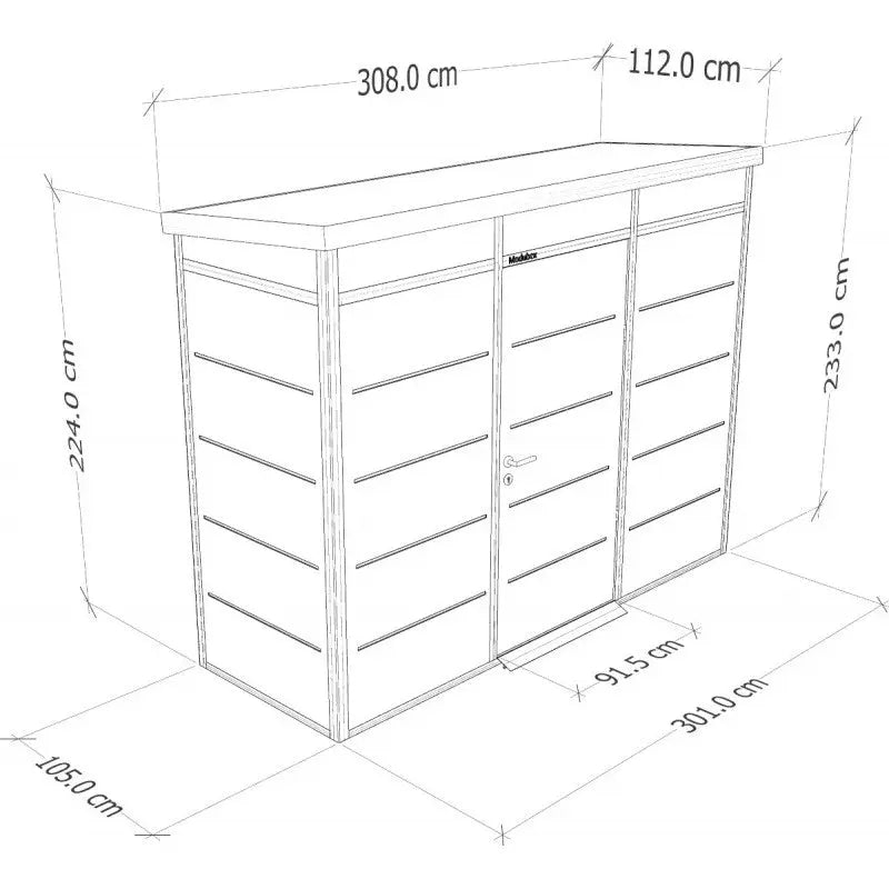 Abri de jardin modulaire isolé 3x1m profils anthracite et noir - plancher inclus - Everbox Ma boutique