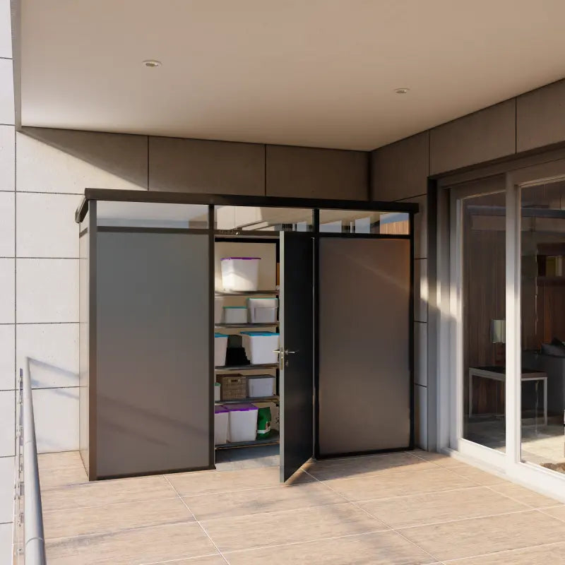 Abri de jardin modulaire isolé 3x1m profils anthracite et noir - plancher inclus - Everbox Ma boutique