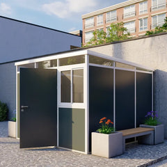 Abri de jardin modulaire isolé 3x3m anthracite et blanc - plancher inclus - Everbox Ma boutique