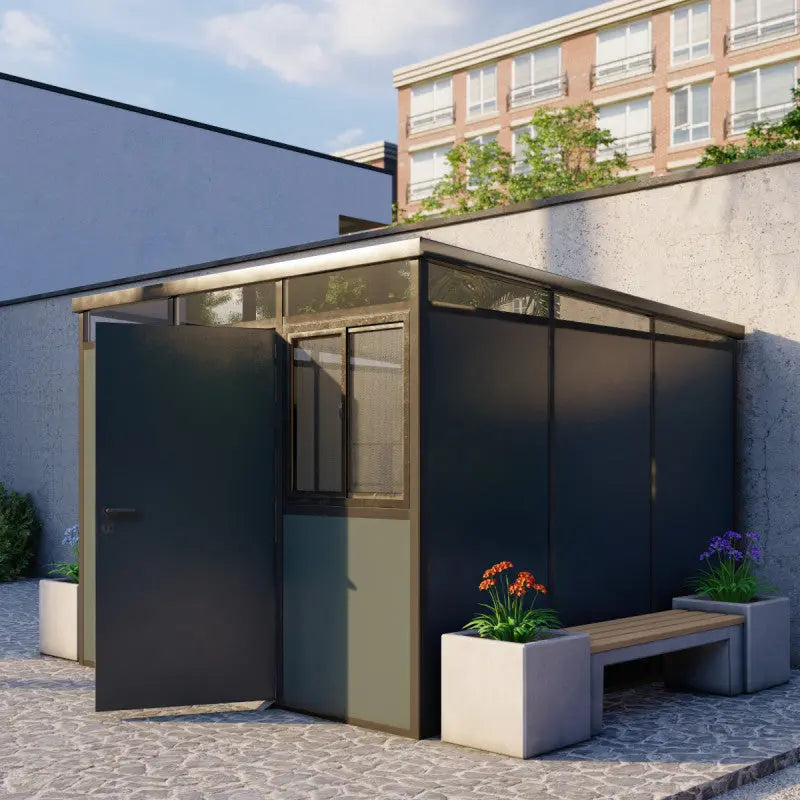 Abri de jardin modulaire isolé 3x3m anthracite et noir - plancher inclus - Everbox Ma boutique