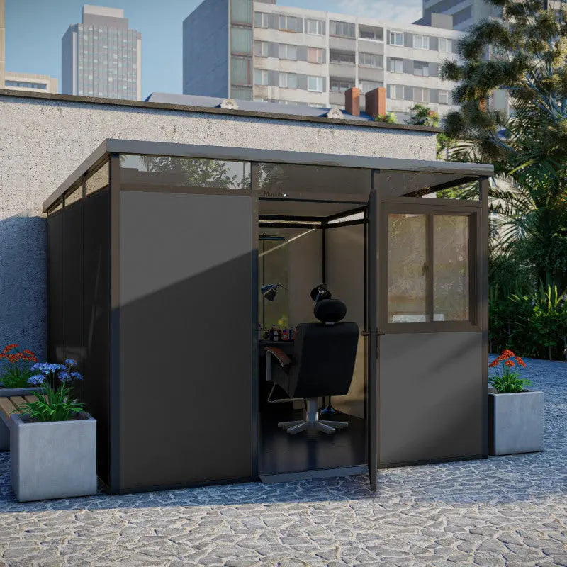 Abri de jardin modulaire isolé 3x3m anthracite et noir - plancher inclus - Everbox Ma boutique