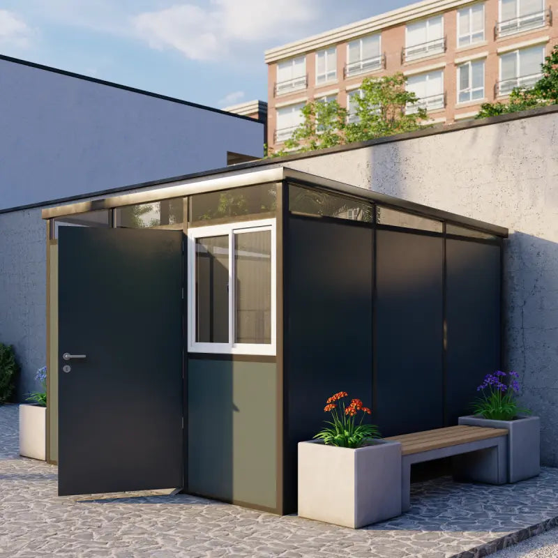 Abri de jardin modulaire isolé 3x3m anthracite et noir - plancher inclus - Everbox Ma boutique