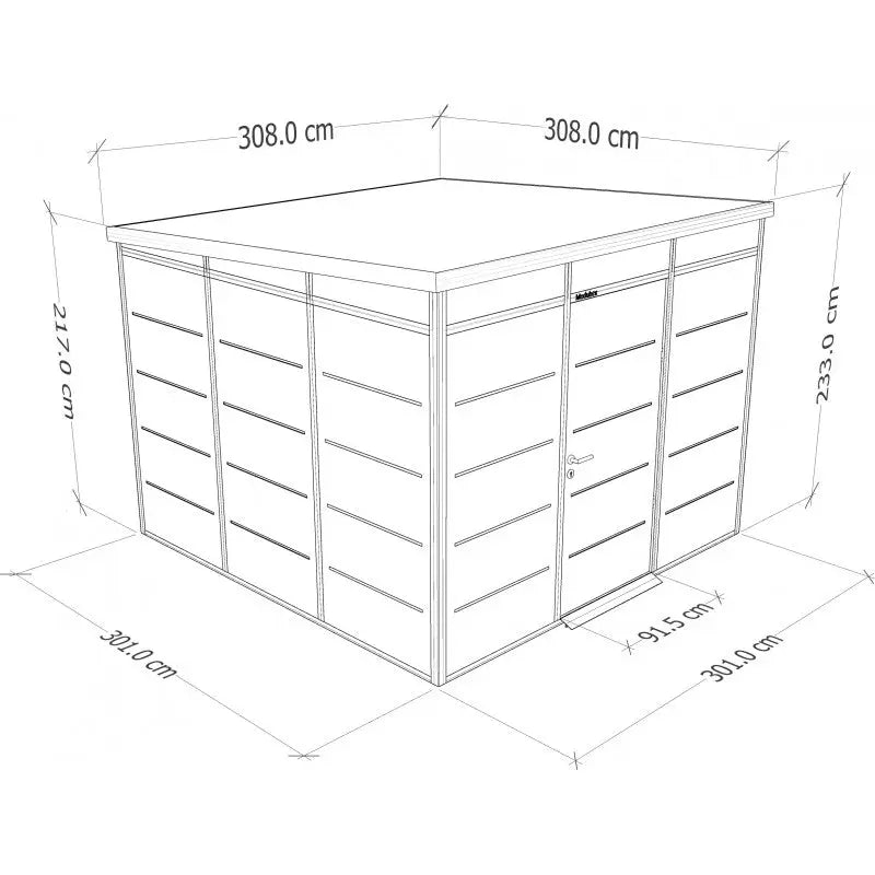 Abri de jardin modulaire isolé 3x3m profils noirs - plancher inclus - Everbox Ma boutique