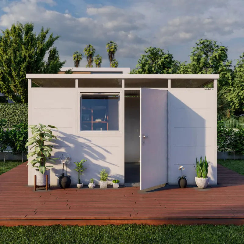 Abri de jardin modulaire isolé 4x3m blanc - plancher inclus - Everbox Ma boutique