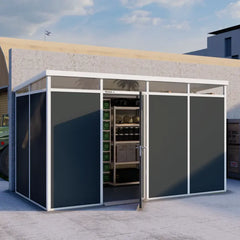 Abri de jardin modulaire isolé 4x2m anthracite et blanc - plancher inclus - Everbox Ma boutique