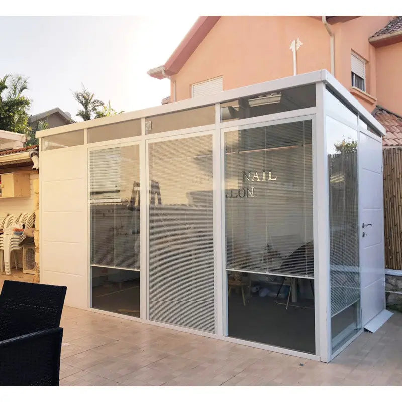 Abri de jardin modulaire isolé 4x2m blanc - plancher inclus - Everbox Ma boutique