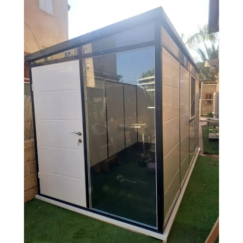 Abri de jardin modulaire isolé 4x2m profils noirs - plancher inclus - Everbox Ma boutique