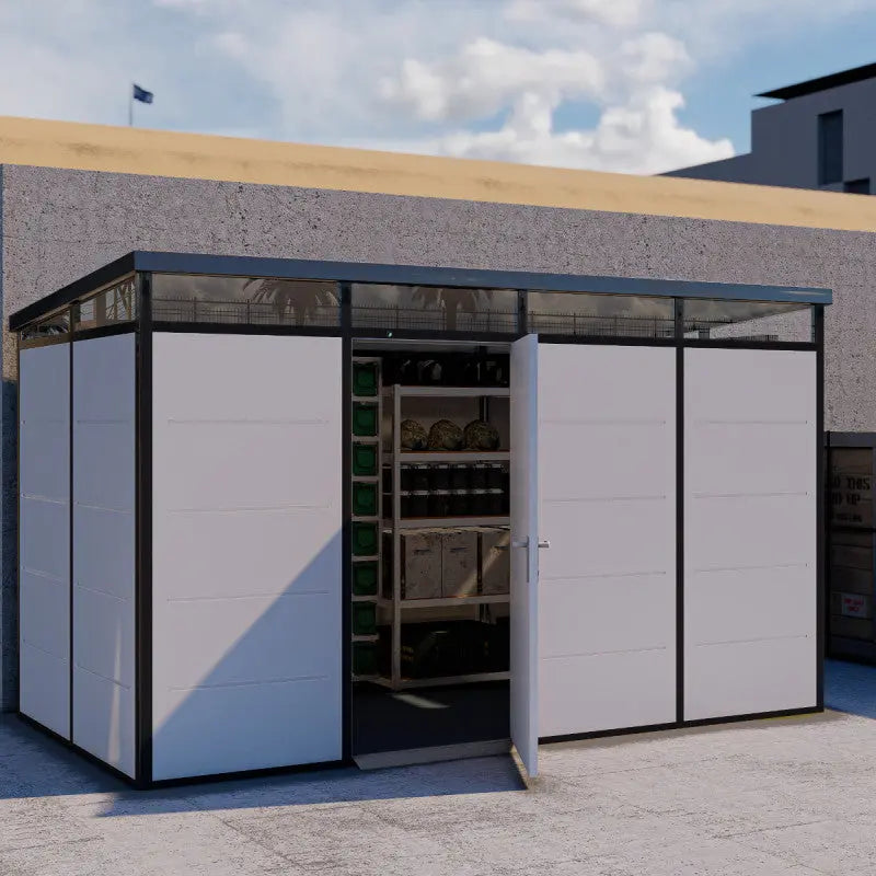 Abri de jardin modulaire isolé 4x2m profils noirs - plancher inclus - Everbox Ma boutique