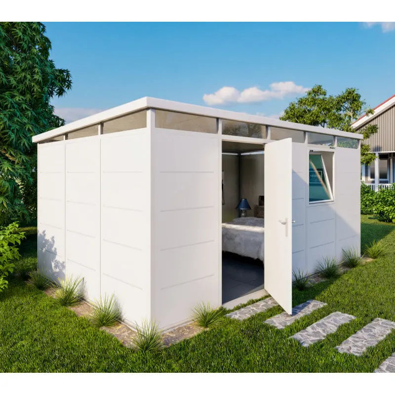 Abri de jardin modulaire isolé 5x3m blanc - plancher inclus - Everbox Ma boutique