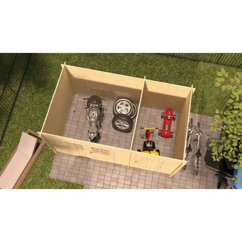 Abri de jardin monopente en bois massif 8,74m² avec 2 espaces et cloison - Eden Ma boutique