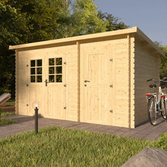 Abri de jardin monopente en bois massif 8,74m² avec 2 espaces et cloison - Eden Ma boutique