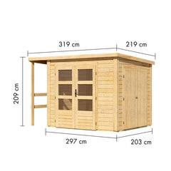 Abri de jardin multifonctions en bois brut 6m² avec armoire intégrée – Karibu Ma boutique