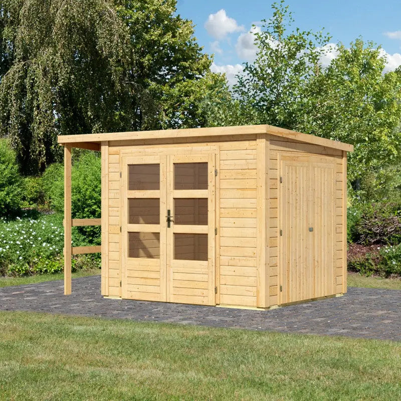 Abri de jardin multifonctions en bois brut 6m² avec armoire intégrée – Karibu Ma boutique