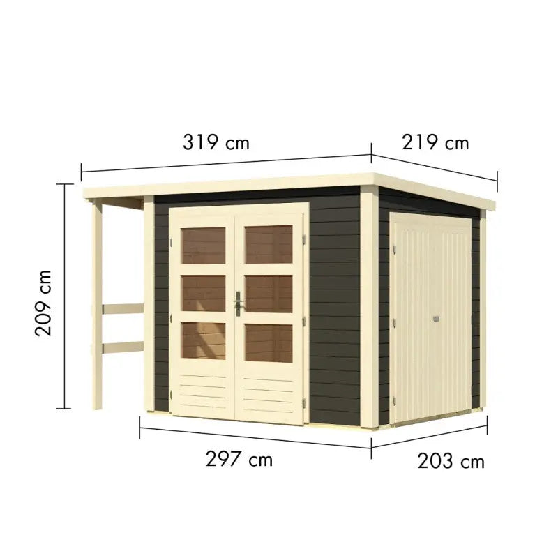 Abri de jardin multifonctions en bois gris terre 6m² avec armoire intégrée – Karibu Ma boutique