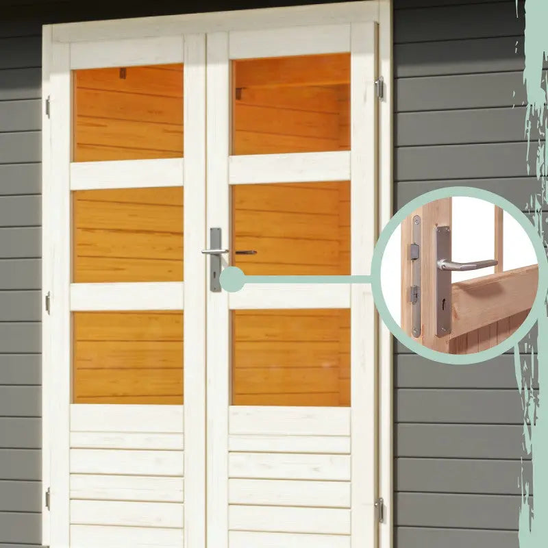 Abri de jardin multifonctions en bois gris terre 6m² avec armoire intégrée – Karibu Ma boutique