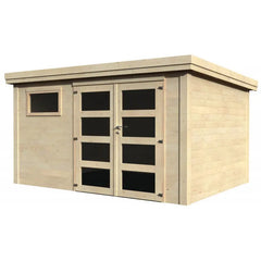 Abri de jardin Paolo 11,92m² en bois massif 28mm avec double porte et fenêtre – Décor et Jardin Ma boutique
