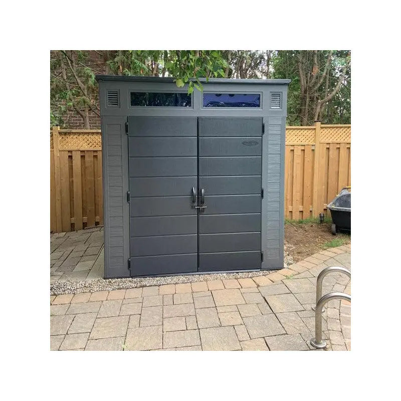 Abri de jardin polyéthylène 25mm gris foncé presque noir 4,88m² Modern + plancher - SUNCAST Ma boutique