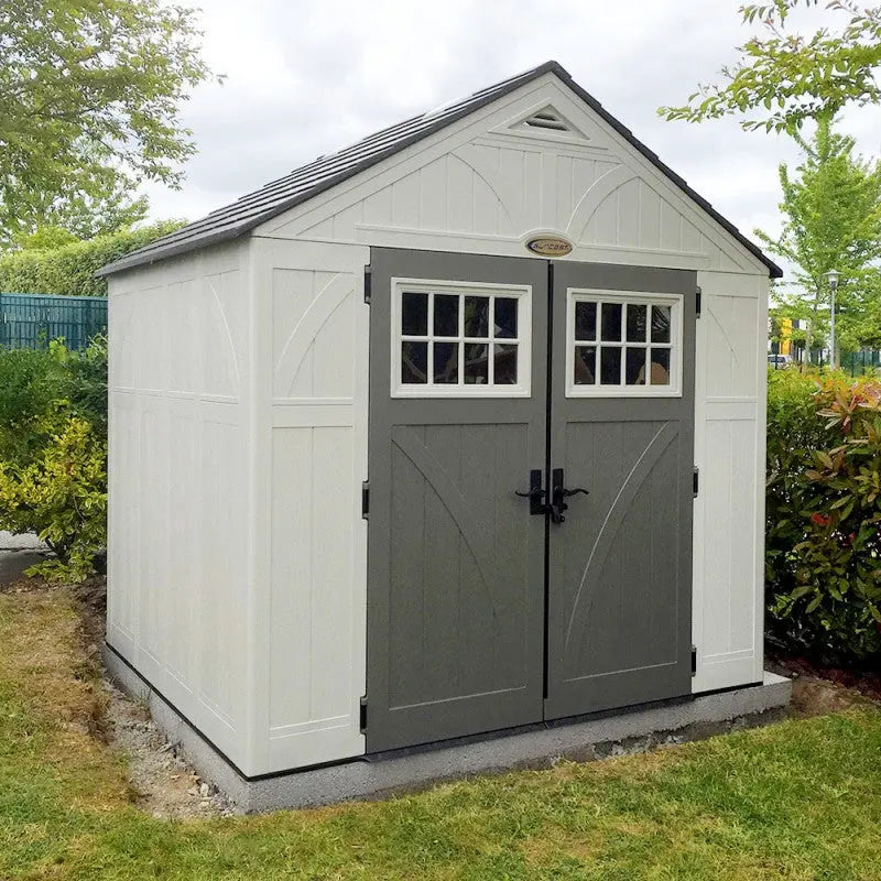 Abri de jardin polyéthylène 35mm 5,53m² Woodgrain + plancher SUNCAST Ma boutique