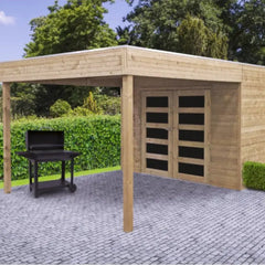 Abri de jardin Potenza 5,94m² en bois traité autoclave 19mm avec terrasse couverte - SOLID Ma boutique