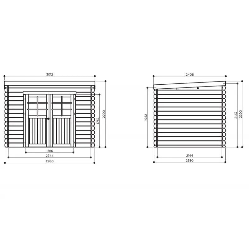 Abri de jardin Riom 7,09m² en bois massif 28mm à toit monopente - SOLID Ma boutique