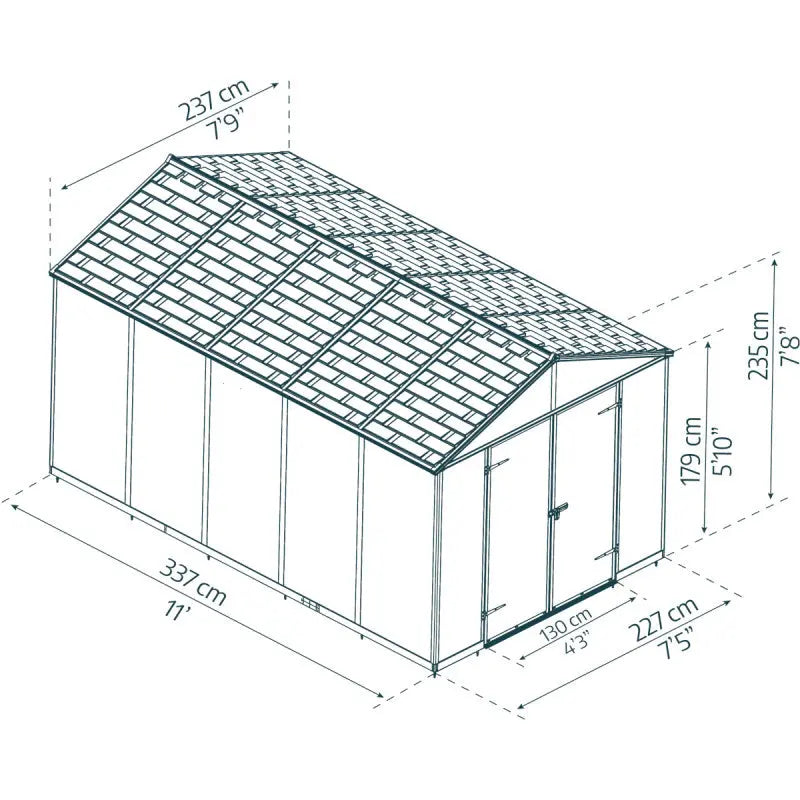 Abri de jardin RUBICON 7,65m² en aluminium et polycarbonate - Palram - Canopia Ma boutique