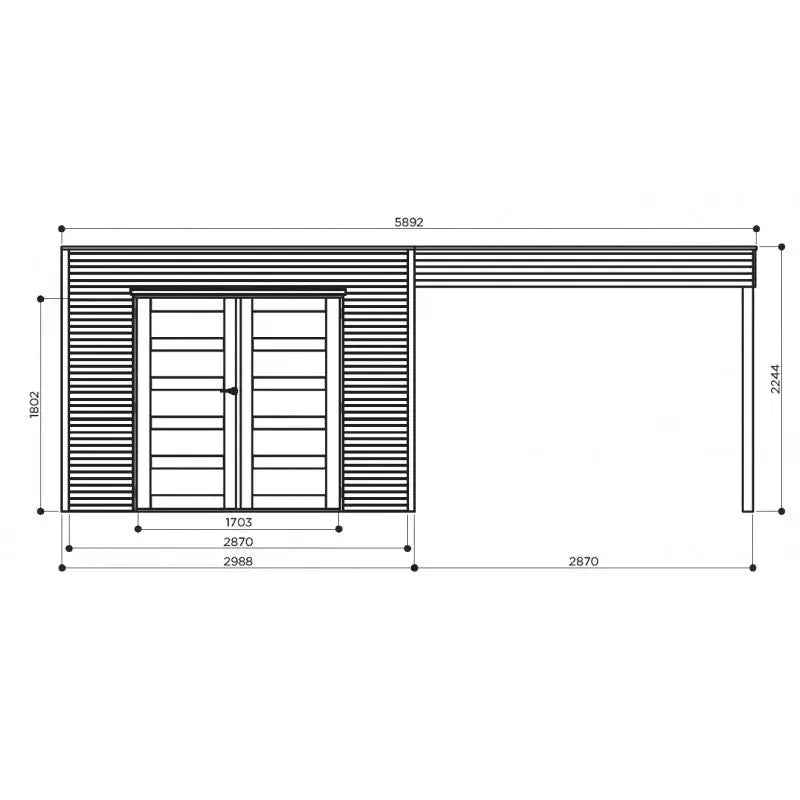 Abri de jardin Salerno 11,76m² en bois traité autoclave 19mm avec terrasse couverte - SOLID Ma boutique