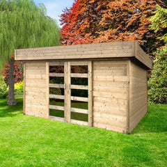 Abri de jardin Stockholm 8,91m² en bois traité autoclave 28mm avec double porte - SOLID Ma boutique