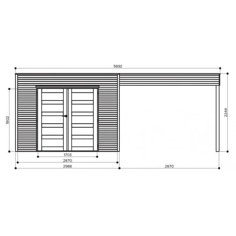 Abri de jardin Tarento 8,69m² en bois traité autoclave 19mm avec terrasse couverte - SOLID Ma boutique